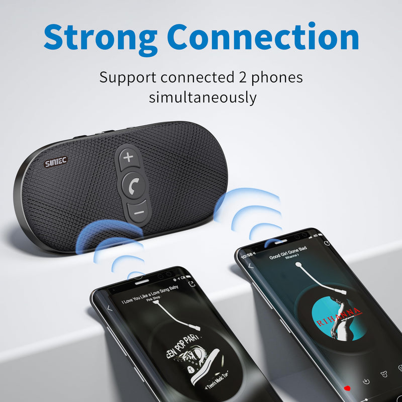 [Australia - AusPower] - Bluetooth Car Speaker Phone: Hands Free Calling Kits 6W in car Speakerphone for Safe Driving - Support Siri Google Assistant Voice Calls/Motion Auto ON Off - BC990P 