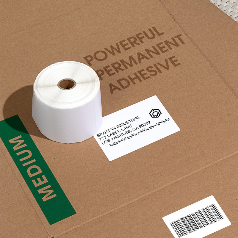 Spartan Industrial - 3" X 1" Direct Thermal Labels (5200 Count, 4 Rolls) - Inventory Barcode Stickers, SKU Labels, and Shelf Identification - Compatible with Zebra and Rollo Printers 3" X 1" 4 Count