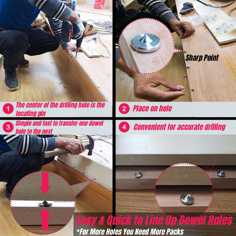 [Australia - AusPower] - Dowel Centers, Stainless Steel Dowel Center Transfer Plugs 10PCS with 5 Sizes of 1/4" 3/8" 5/16" 7/16" 1/2" Dowel Centering Pins Joinery Accessories -by MinliGUY Woodworking Tool Imperial Sized 