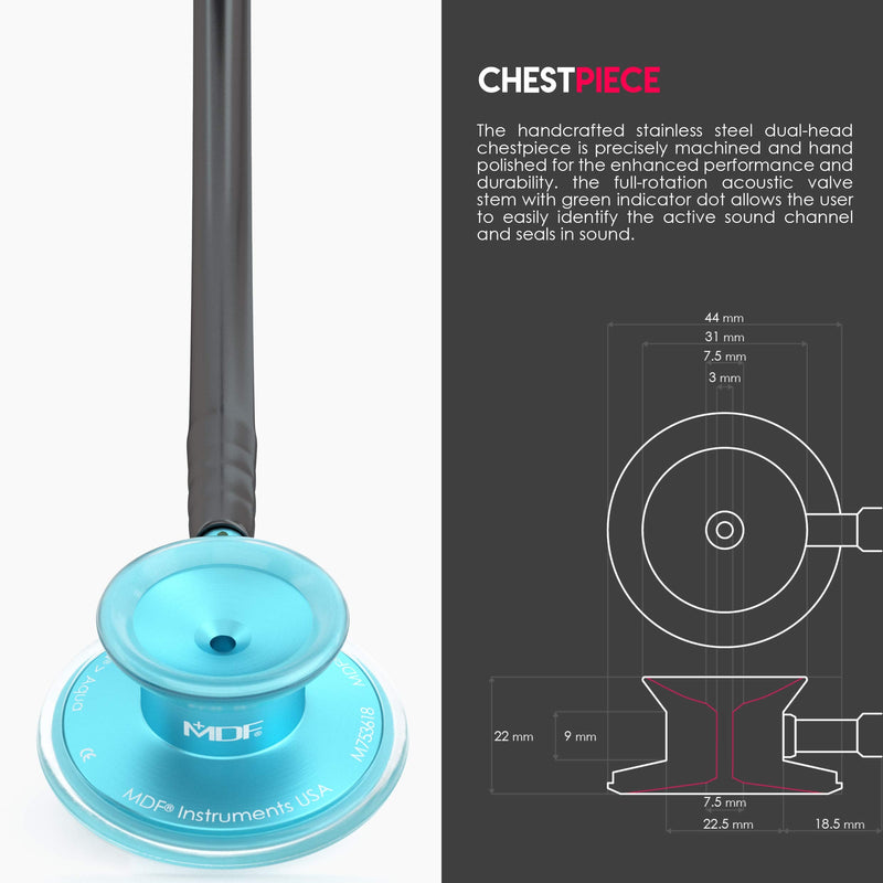 [Australia - AusPower] - MDF Instruments, Acoustica Lightweight Stethoscope for Doctors, Nurses, Students + MDF LUMiNiX Illuminator Medical Professional Diagnostic Penlight 