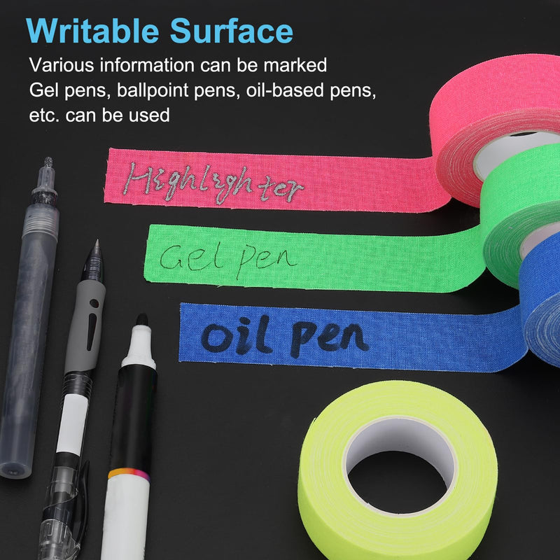 PATIKIL 0.6 Inch x 33 Feet Neon Gaffer Cloth Tape, 2 Roll Fluorescent Adhesive Tape Black Light Glow Tape for Stage Party Play Grid DIY Art Crafts, Blue