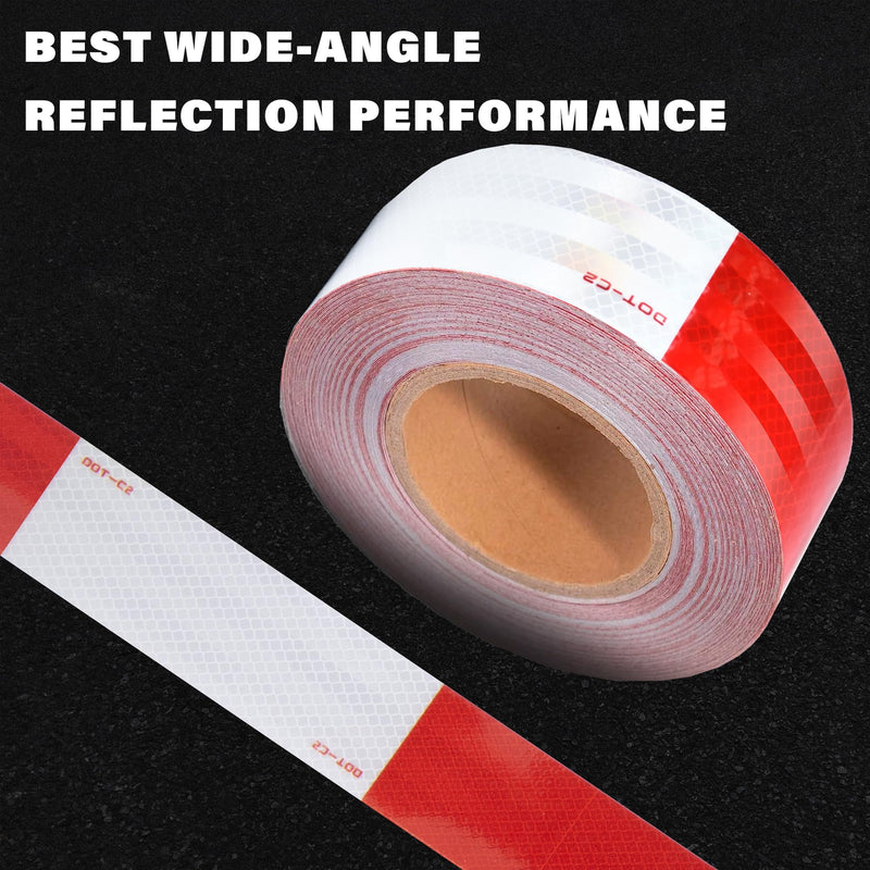 [Australia - AusPower] - DOT-C2 Reflective Tape 2 Inch x 30 Feet Red White Reflective Tape Outdoor Waterproof Conspicuity Strong Adhesive Reflector Tape Warning Safety Reflective Tape for Vehicles Trailers Boats Signs 2 IN x 30 FT White & Red 