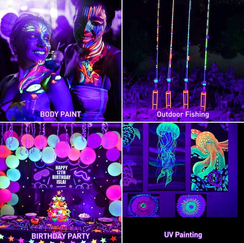 [Australia - AusPower] - Rechargeable LED Black Light, Battery Powered Portable Blacklight, 400nm LED Flood Light Black Lights, Neon Glow Party, Blacklight Catfishing, Halloween, Glow in The Dark Decoration 2 Pack 