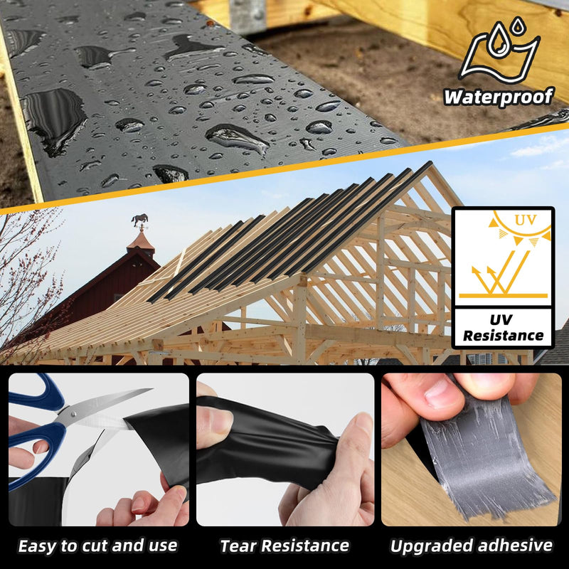 12 Pack Joist Tape for Decking 1-5/8" x 50' Weather-Resistant Butyl Joist Tape, Self Adhesive Deck Flashing Tape for Wood Decks Beams Roof, 1-5/8 inch x 50 feet 12 1-5/8" x 50'