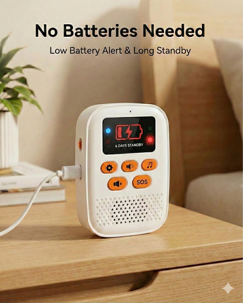 [Australia - AusPower] - PILSAMAS Emergency Call Button for Elderly at Home, Medical Alert Wristband and Necklace Set, Rechargeable Caregiver Pager with Digital ID Display, Waterproof Emergency Alert Button for Seniors, 500ft 1 Pager + Watch & Pendant White 