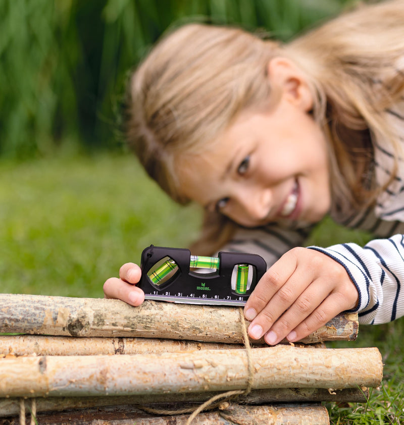 [Australia - AusPower] - moses. Expedition Natur Children's Spirit Level, Outdoor Spirit Level with Magnet, Ruler and Lanyard, Robust DIY & Outdoor Tool for Small Explorers, Black/Green 