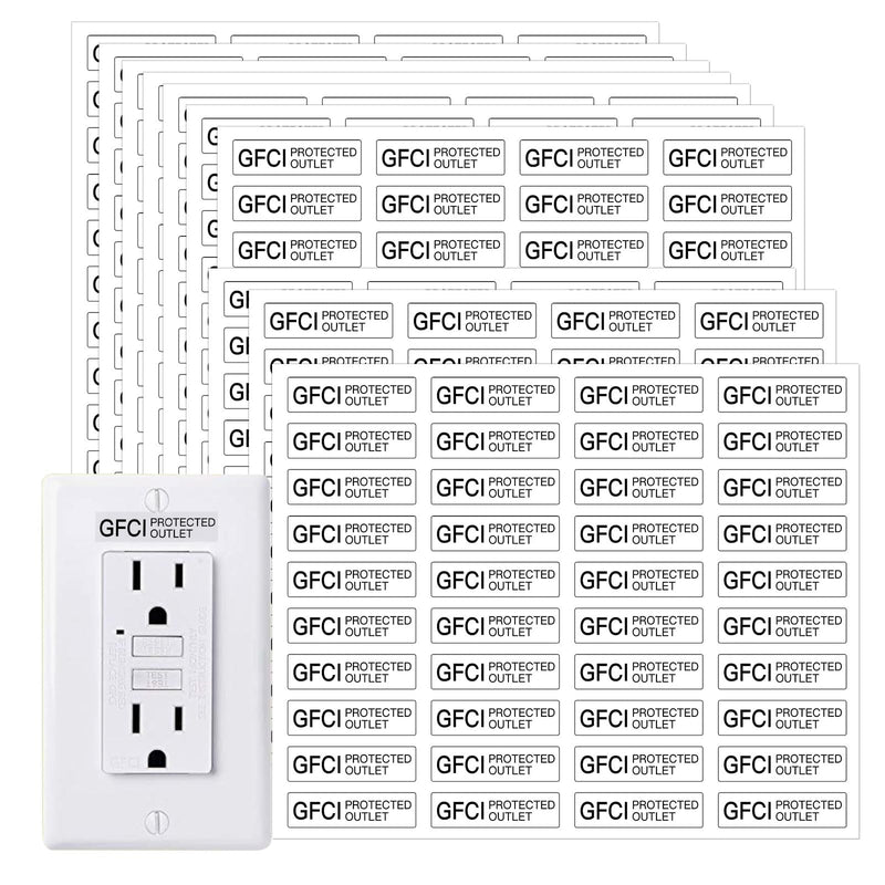 400PCS GFCI Stickers for Outlets Plate,GFCI Protected Outlet Labels Stickers for Receptacles,GFCI No Equipment Ground Clear Sticker Decals,Ungrounded Outlet Sticker(0.27"x1")