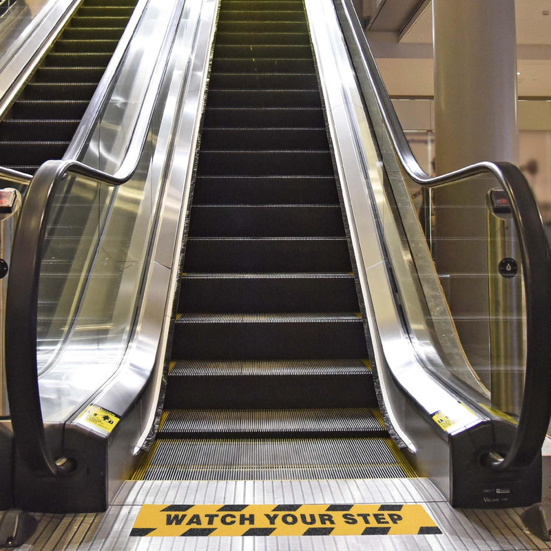 Watch Your Step Sign, Caution Tape Yellow Black Anti Slip Tape 1.97in X 16.4ft Grip Tapes for Stairs Waterproof Safety Grip Tapes for Stairs Steps Ladder Indoor Outdoor Treads Floor Caution