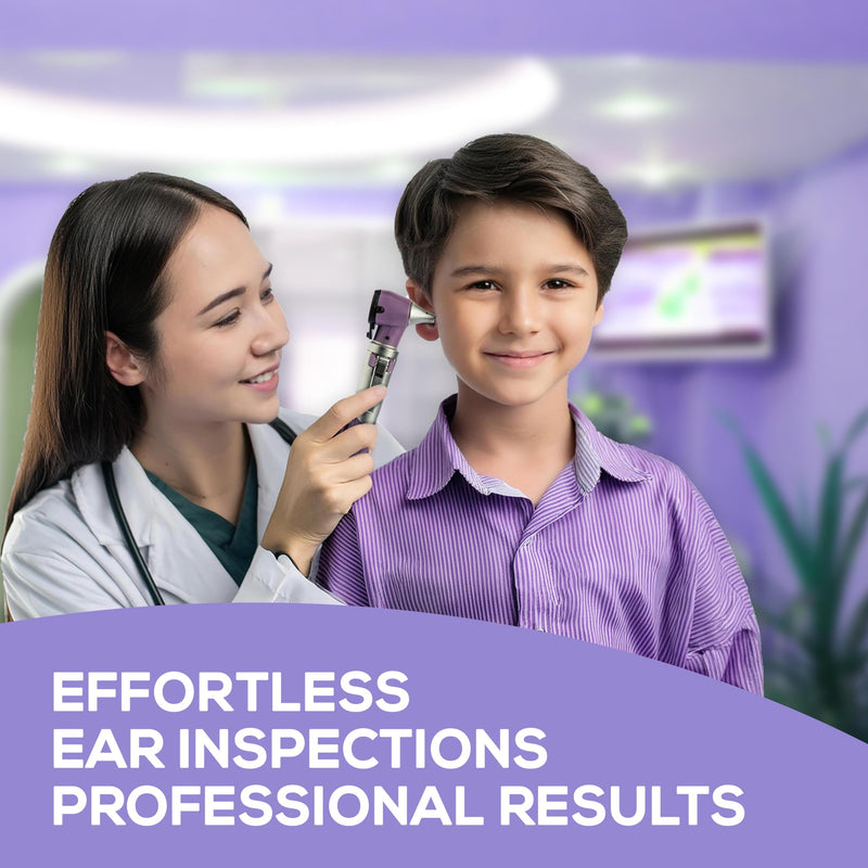 [Australia - AusPower] - Otoscope with Light - Premium Otoscope Set with Fiber Optic Illumination - Ear Infection Detector - Ear Scope for Examination at Home-Purple Purple 