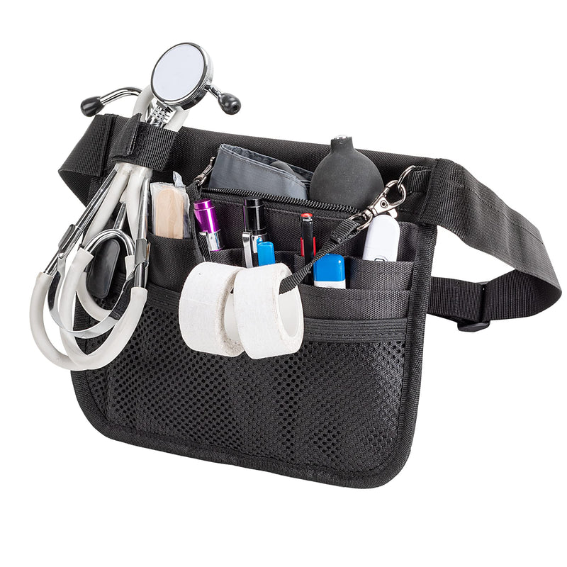 [Australia - AusPower] - Damero Nurse Fanny Pouch, Nurse Waist Pack with Tape Holder, Nurse Waist Organizer Belt for Stethoscopes, Bandage Scissors and Other Medical Supplies, Black 
