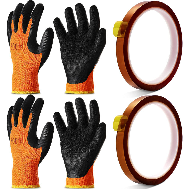 Honeydak 2 Pairs Heat Resistant Gloves Heat Transfer Gloves for Sublimation with 2 Rolls High Temperature Thermal Tape
