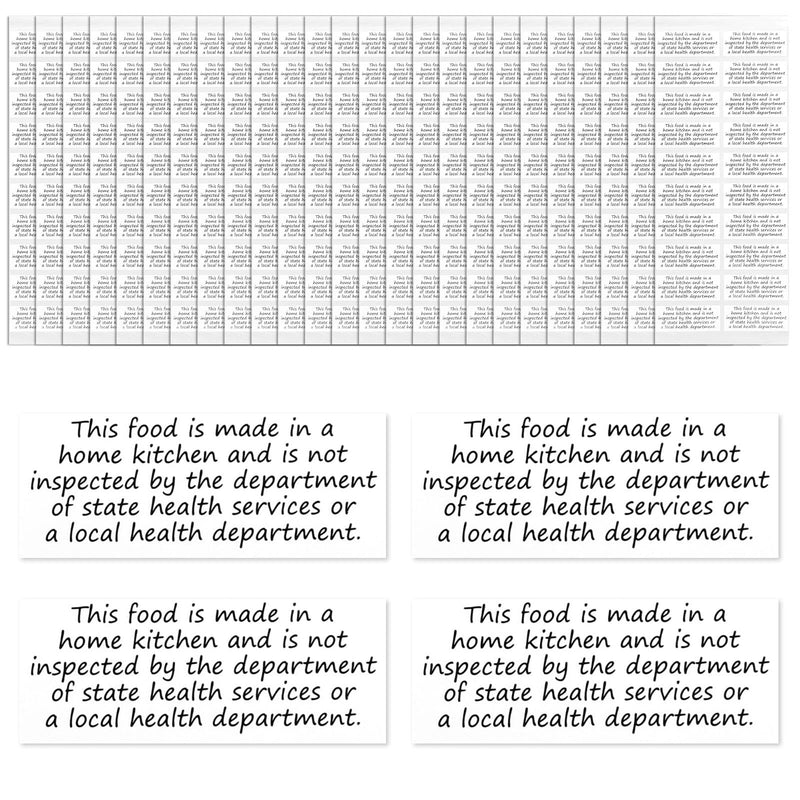 500pcs Cottage Food Law Labels Stickers, 5x2cm/2x0.79in Thermal Paper Self-Adhesive Labels Made in Home Kitchen Inspection Statement for Homemade Bakery Food Packaging