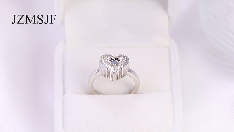 S925 Sterling Silver Cardinal Hummingbird Urn Ring for Ashes Blue Jay Red Bird Rings Heart Keepsake Memorial Jewelry Gifts Paw-urn 7