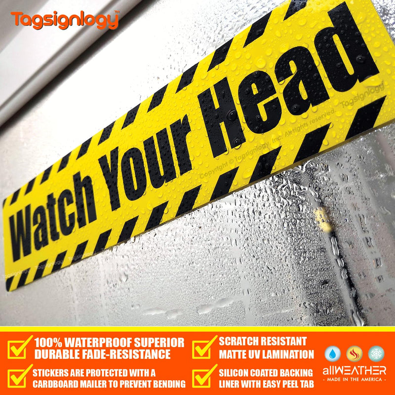 | Watch Your Head | Premium Matte UV Laminated Weatherproof Caution Sign | Durable Waterproof Outdoor/Indoor Vinyl Sticker for Safety (8.25 x 2.00 inch) (2 pcs) (2 pcs) Watch Your Head (English)