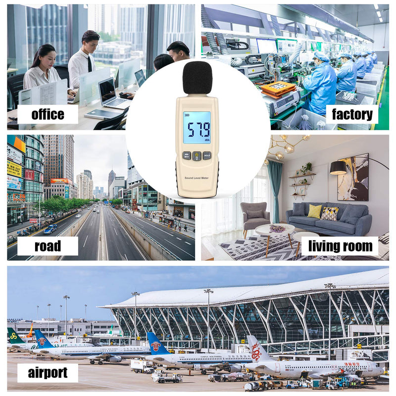 Decibel Meter Sound Pressure Level Meter (SPL) with Backlight Alarm, Portable Sound Decibel Level Meter 30~130dBA, Noise dB Sound Meter Audio Volume Monitoring Instrument Meter for Home Office
