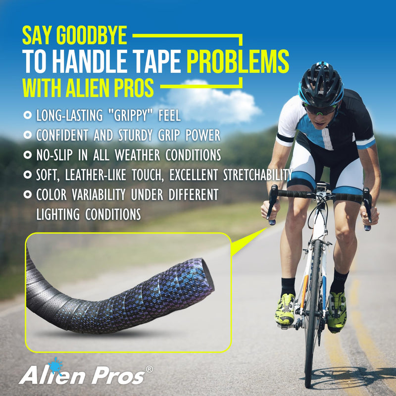 ALIEN PROS Set of 4 Blue & Purple Chameleon Bike Handlebar Tape - Elevate Your Ride with Stylish, Comfortable, and Color-Shifting PU Tape for Enhanced Grip with These Bicycle Handle bar Tape