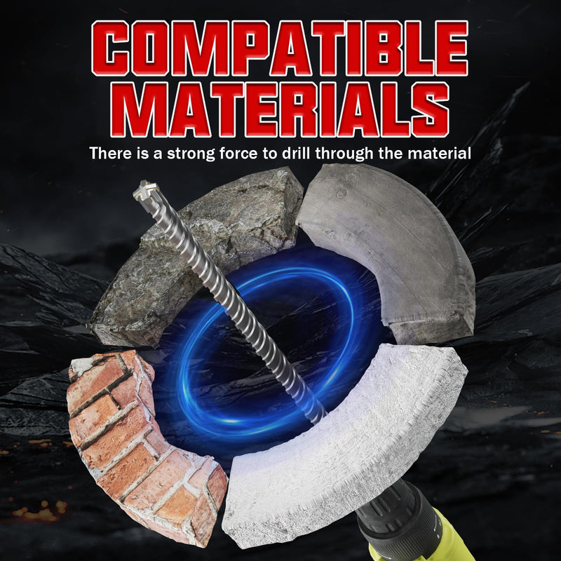 CSOOM SDS Plus Rotary Hammer Drill Bit 1"x18.11", Professional Concrete Drill Bit for Concrete, Brick, Stone and Cement Walls 1"diameter 18.11"length