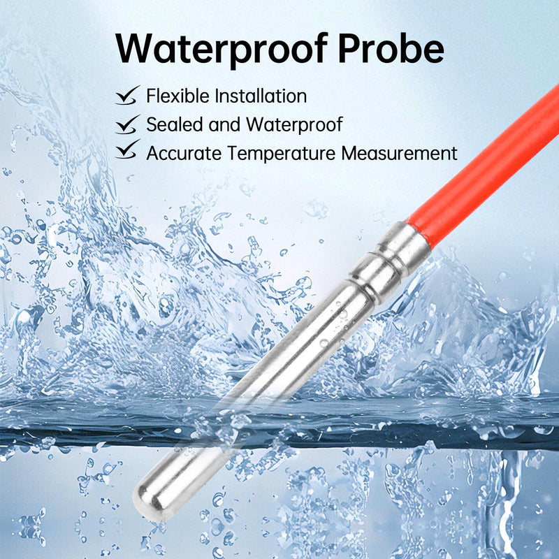 [Australia - AusPower] - Aideepen PT1000 Temperature Sensor, 2 Pieces 3 Metres Silicone Cable Digital Waterproof Temperature Sensor with Stainless Steel Probe, Temperature Measuring Range -50°C ~ 180°C 2 pieces 3 m 