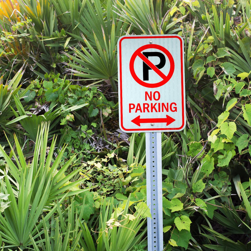 GicnKeuz Large No Parking Sign With Symbol With Arrows, 18x12 Inches No Parking Sign, Engineer Grade Reflective Aluminum, Fade Resistant/Waterproof, Indoor or Outdoor Use (2-Pack) 18x12 inches-2 Pack