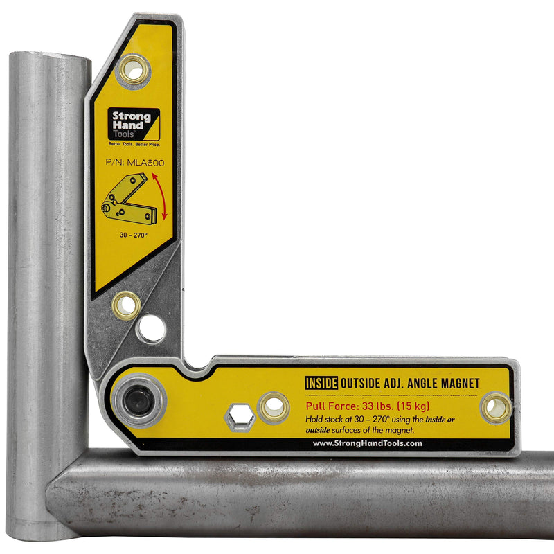 Strong Hand Tools Adjustable Angle Magnetic Square, Angle 30°-270°, Inside/Outside Magnets, Angle Setting Pin, Mag. Pull Force 26 lbs, Welding Square, "4.7", MLA450, Strong Hand Tools 4.7"