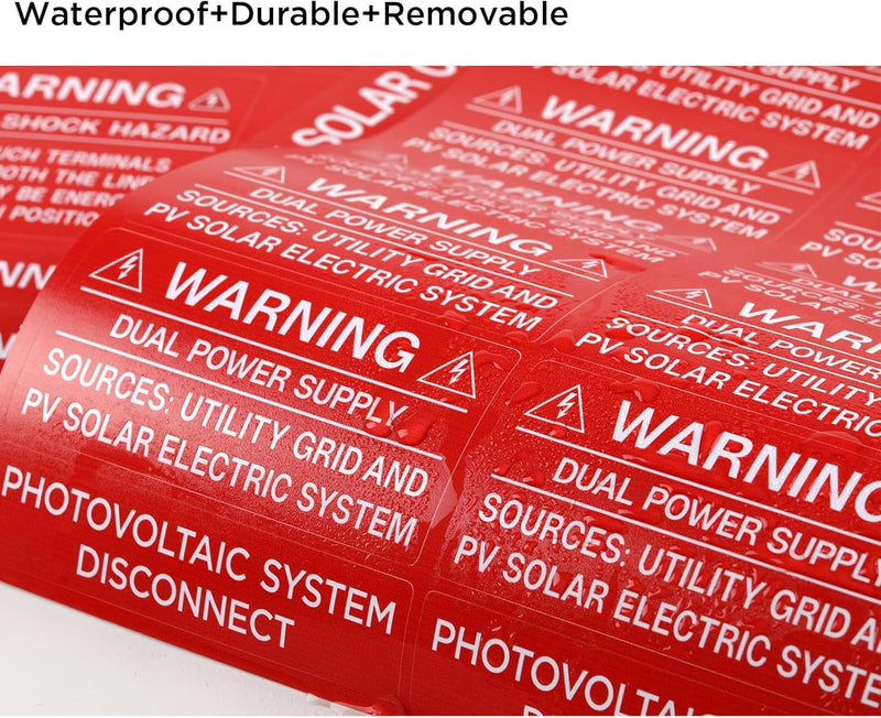 62-Pack Solar PV System Label Kit - Code 2020/2023 Compliant Photovoltaic Stickers - UV Resistant & Reflective Vinyl - Complete Solar Warning Labels for Installers, Inspectors & Homeowners
