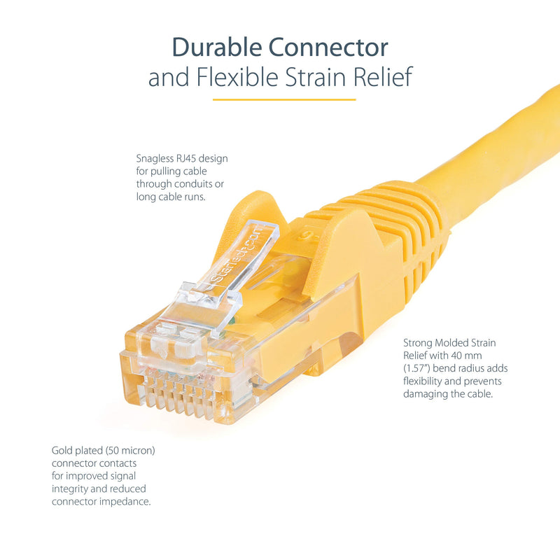 StarTech 75ft CAT6 Ethernet Cable - Yellow CAT 6 Gigabit Ethernet Wire - 250Mhz 100W PoE RJ45 UTP Network Patch Cord Snagless with Strain Relief (N6PATCH75YL) 75 ft Single