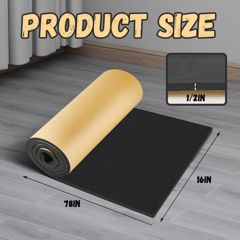 [Australia - AusPower] - 1 Piece Extra Large Marine Foam Roll Closed Cell Rubber with Adhesive Insulation Sheets Lightweight Single Sided Tape Water Weather Resistant for Craft (78 x 16 x 0.5 Inch) 78 x 16 x 0.5 Inch 1 