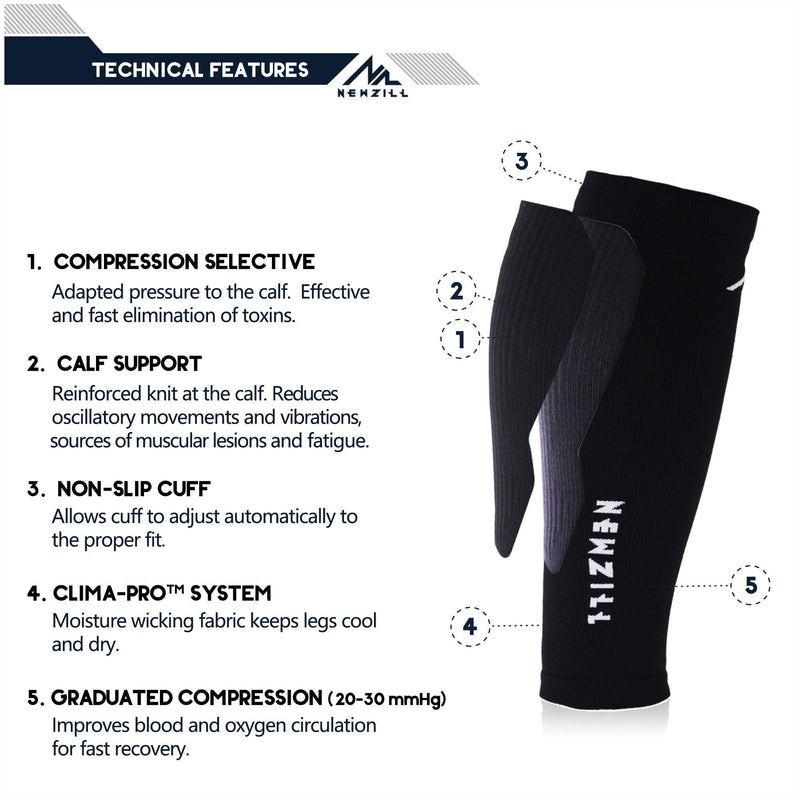 [Australia - AusPower] - NEWZILL Compression Calf Sleeves (20-30mmHg) for Men & Women Perfect Option to Compression Socks for Running Travel Nursing Solid Black L/XL (see Size Chart) 