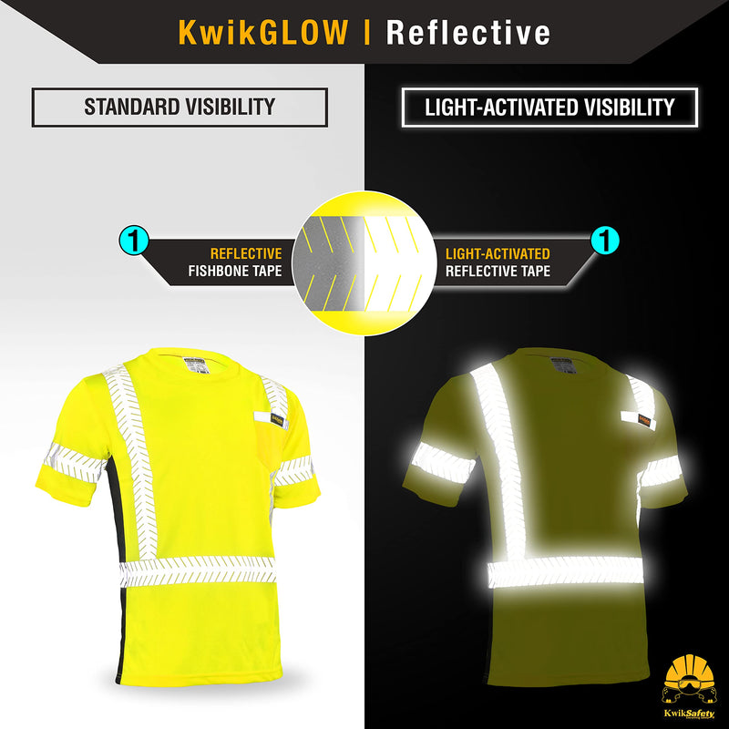 KwikSafety - Charlotte, NC - Renaissance Man Short Sleeve Safety Shirt [Reflective Fishbone Tape] Class 2 ANSI OSHA Small Fishbone Tape | Yellow