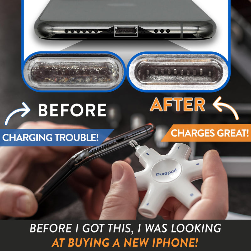 [Australia - AusPower] - iPhone Cleaning Kit - The Original - iPhone Cleaner Multi-Tool | Repair & Restore iPhone & iPad Charging Ports, Lightning Cables & Connectors | Fix Unreliable Charging | As Seen on USA Today For iPhone/iPad (Lightning Connector) 
