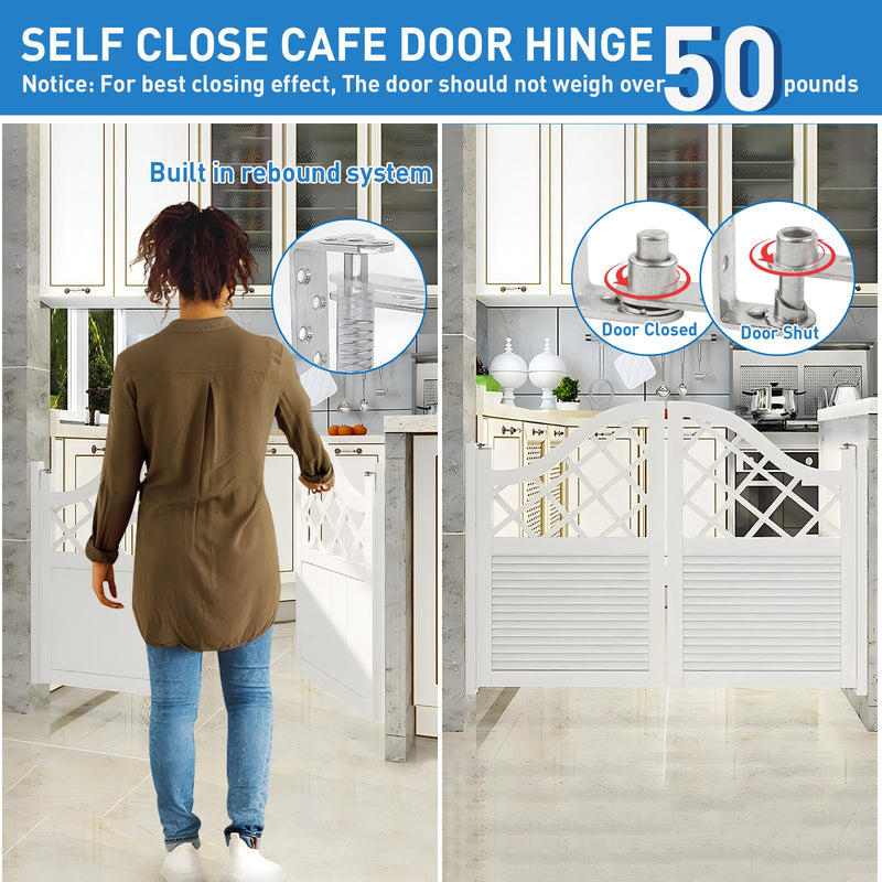 Tambee Saloon Door Hinges, Heavy Duty 304 Stainless Steel Double Swing Action Hinge Self Closing for Bar Cafe Patio Doors Silver 1 Pack Swing Hinge Patio & Interior Swing Doors Silver 1pc