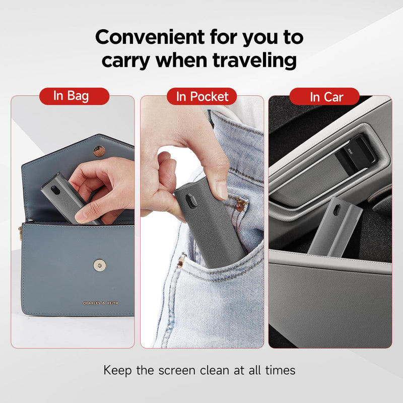 [Australia - AusPower] - YTT Screen Cleaner, All-in-One Spray & Wipe Cleaner, with Transparent Protective Shell for All Phones, Laptop and Tablet Screens (Gray) Gray 