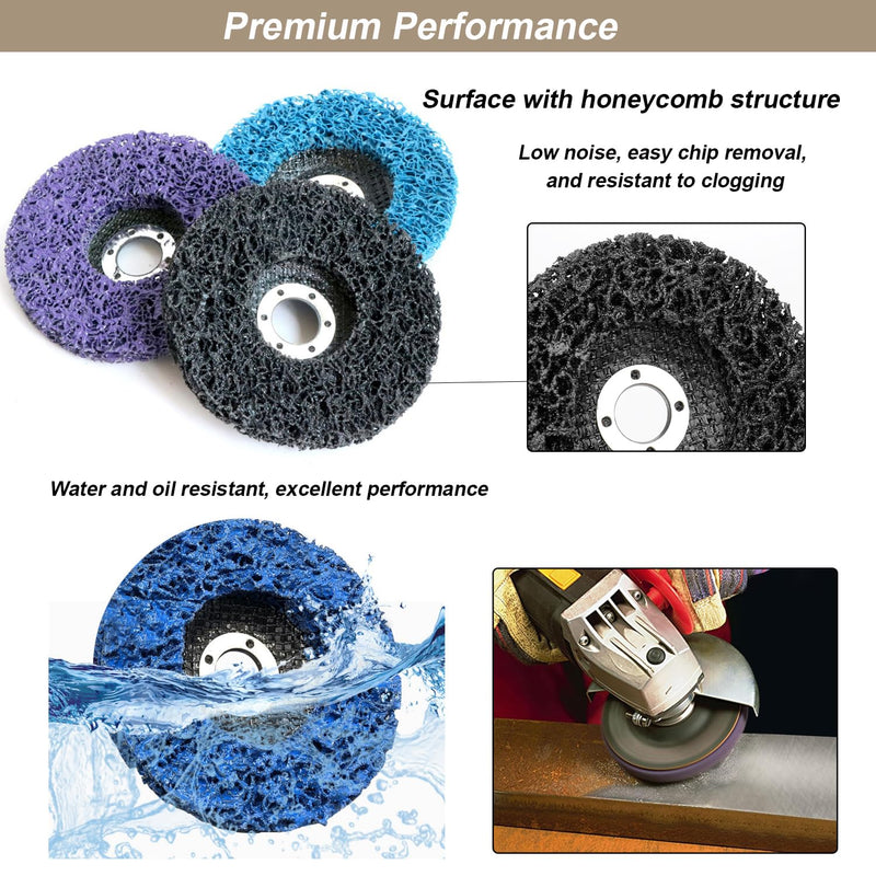[Australia - AusPower] - Cleaning Disc Set 5 Pieces Mixed CSD Disc Sanding Disc 125 x 22 mm Coarse Cleaning Disc Strip Discs CSD Cleaning Fleece for Angle Grinder Removal of Paint Rust Welds Oxidation Mixed colours 