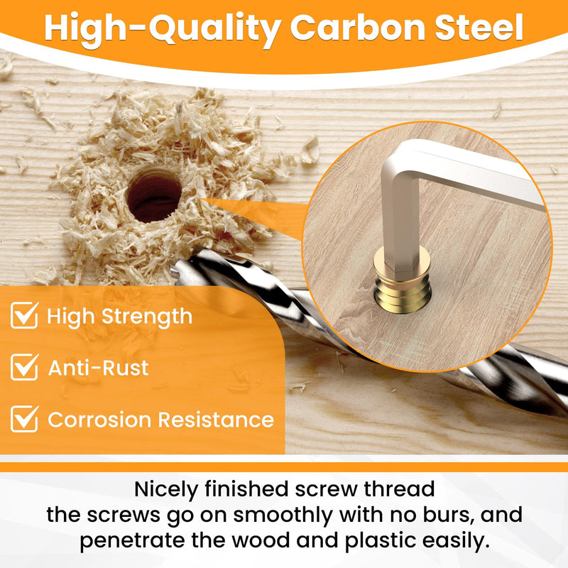 [Australia - AusPower] - 60 Sets 1/4-20" x 19/32" Threaded Insert and 4/5"＆1-1/2" Lengths Bolt for Wood, Hex Socket Drive Furniture Screw Nut Assortment Kits with Hex Wrench, Washers and Drill Bit 1/4-20" x 19/32" 60 Sets , 4/5"＆1-1/2" Lengths 