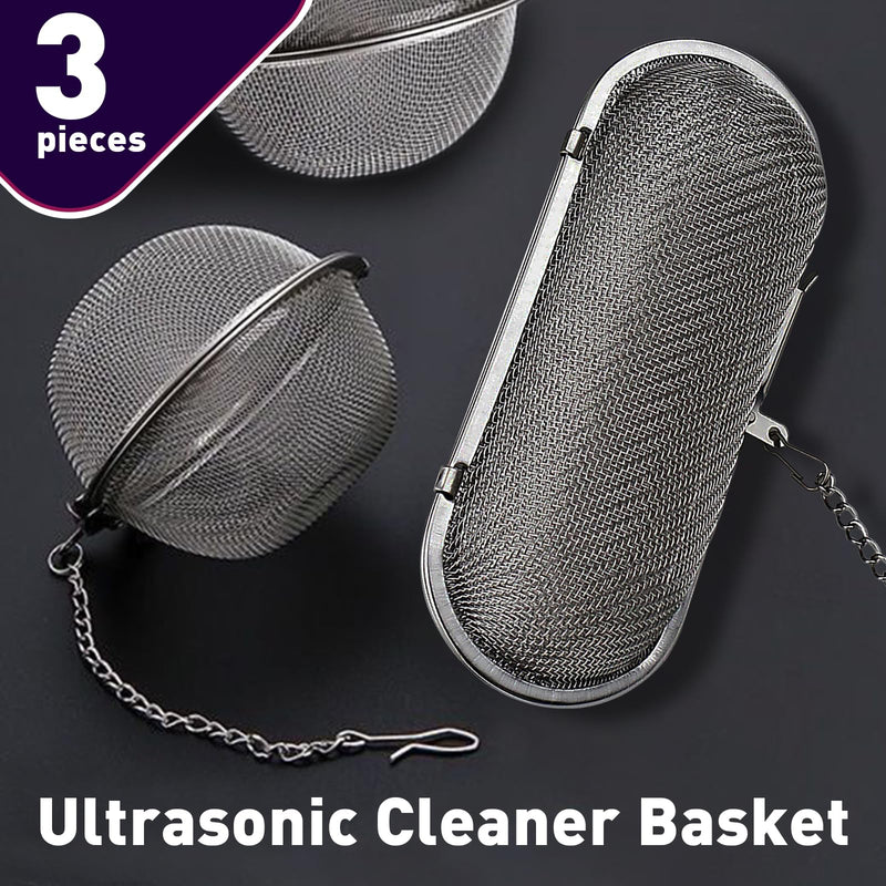 [Australia - AusPower] - 3-Pack Ultrasonic Cleaner Basket - Stainless Steel Basket for Ultrasonic Jewelry Cleaner - Ideal Parts Washer Basket 