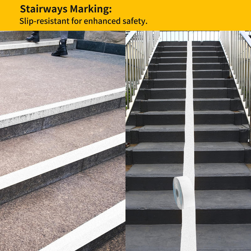 Reflective Pavement Marking Tape Slip-Resistant and Durable, Heavy-Duty Rubber Base for Outdoor Applications, Perfect for Driveways, Walkways, and Parking Areas (White, 2 Inch X 18 Feet) White