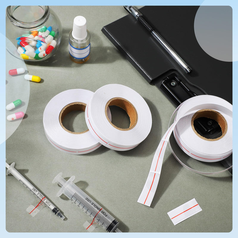 [Australia - AusPower] - Glenmal 3 Roll Syringe Line Stickers 1.5" x 0.5" Dosage Marking Clear Label Bright Red Indicator Line Pharmacy Labels for Veterinary Medical Pharmacy Medication Healthcare Medicine, 500 Pcs Per Roll 