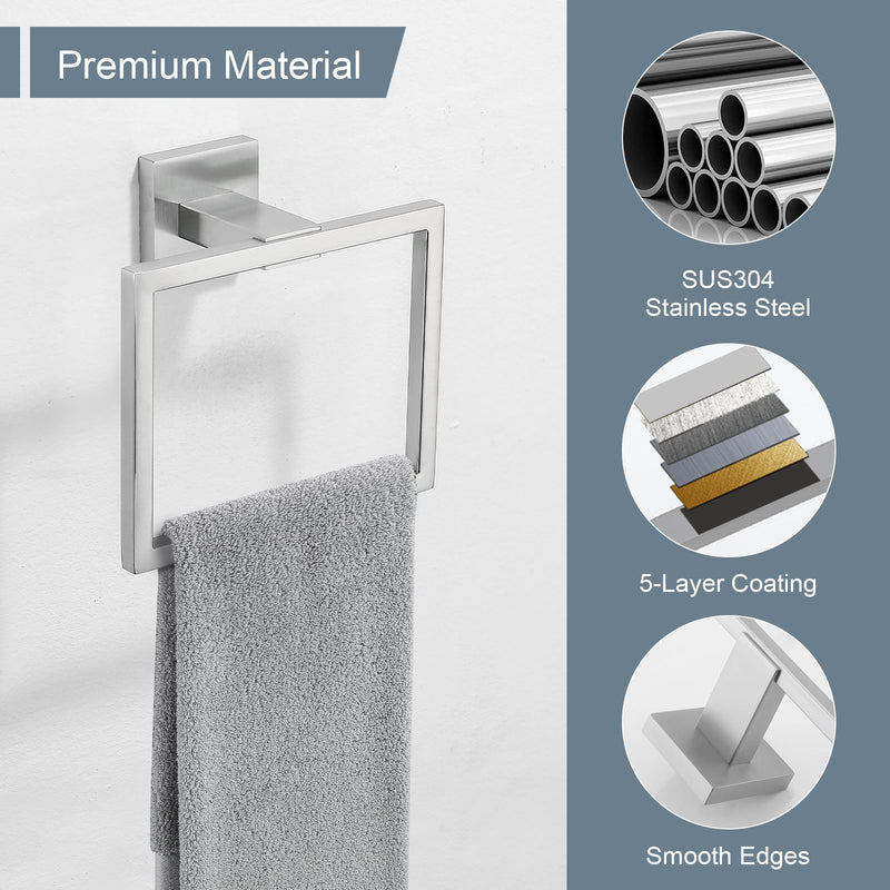 YACVCL Towel Holder & Toilet Paper Holder Brushed, Bathroom Hardware Set, Stainless Steel Hand Towel Ring Bar, Wall Mounted Towel Hanger Tissue Roll Holder for Kitchen Lavatory 2 Pcs