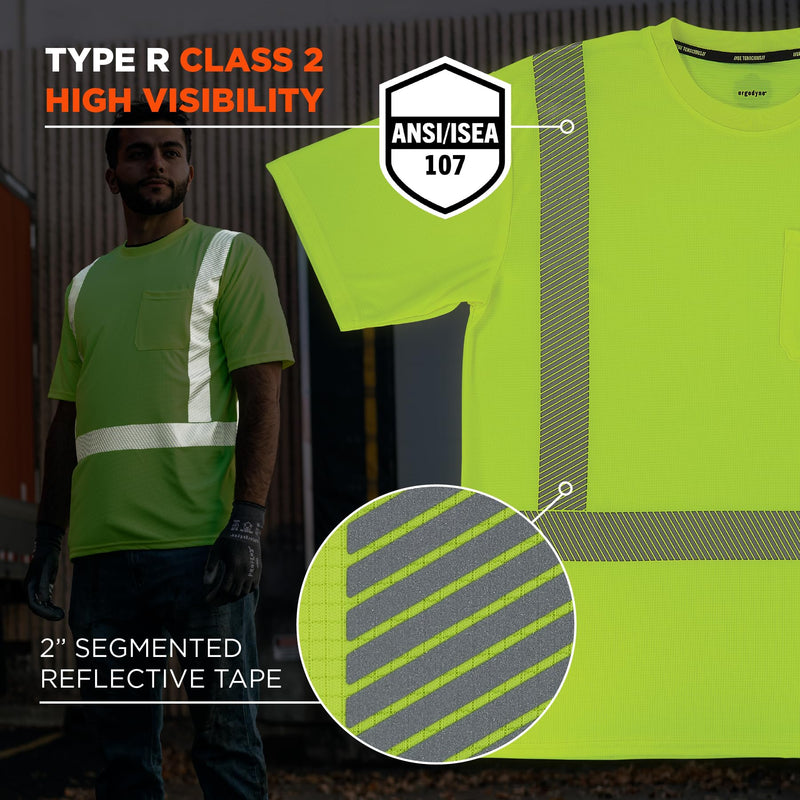 Ergodyne Unisex Adult Glowear 8292 Performance Hi-vis T-Shirt - Type R, Class 2 X-Large Lime