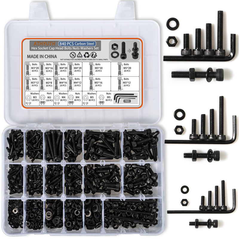 [Australia - AusPower] - M3 M4 M5 Metric Hex Socket Head Cap Screws Assortment Kit & ATHYUTH M2 Metric Hex Socket Head Cap Screws Assortment Kit 