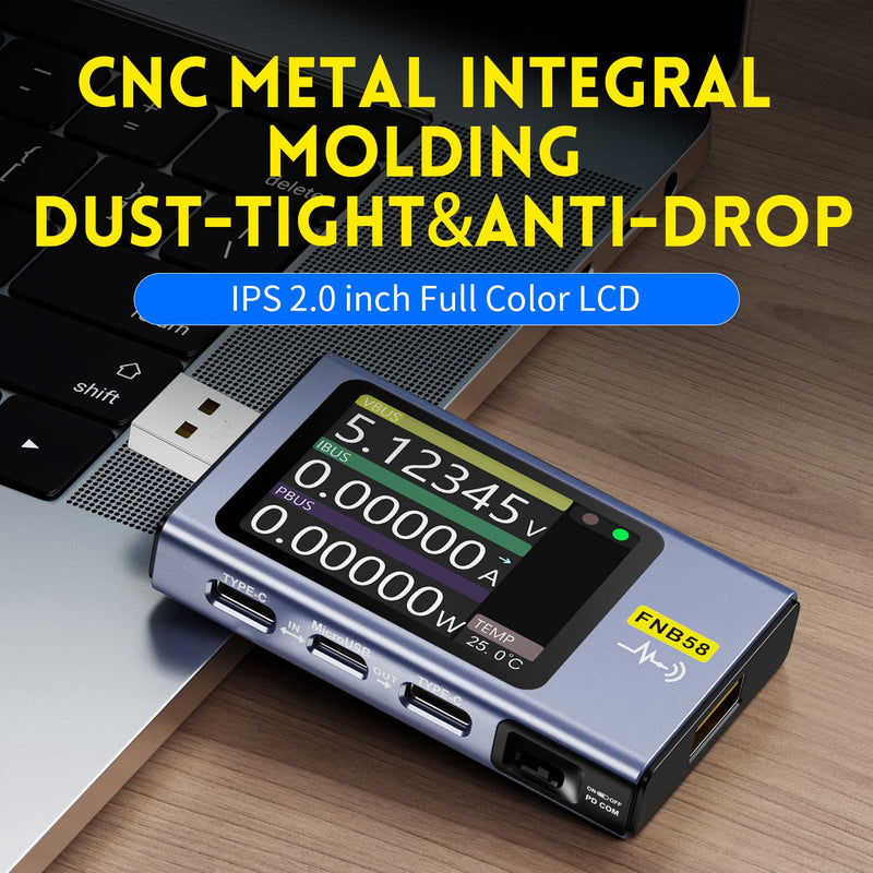 [Australia - AusPower] - FNIRSI USB Tester 4-28V 7A LCD USB A&C Voltage Current Power Tester Multimeter, Fast Charge Detection Trigger Capacity Ripple Measurement, PD2.0/PD3.0,QC2.0/QC3.0 