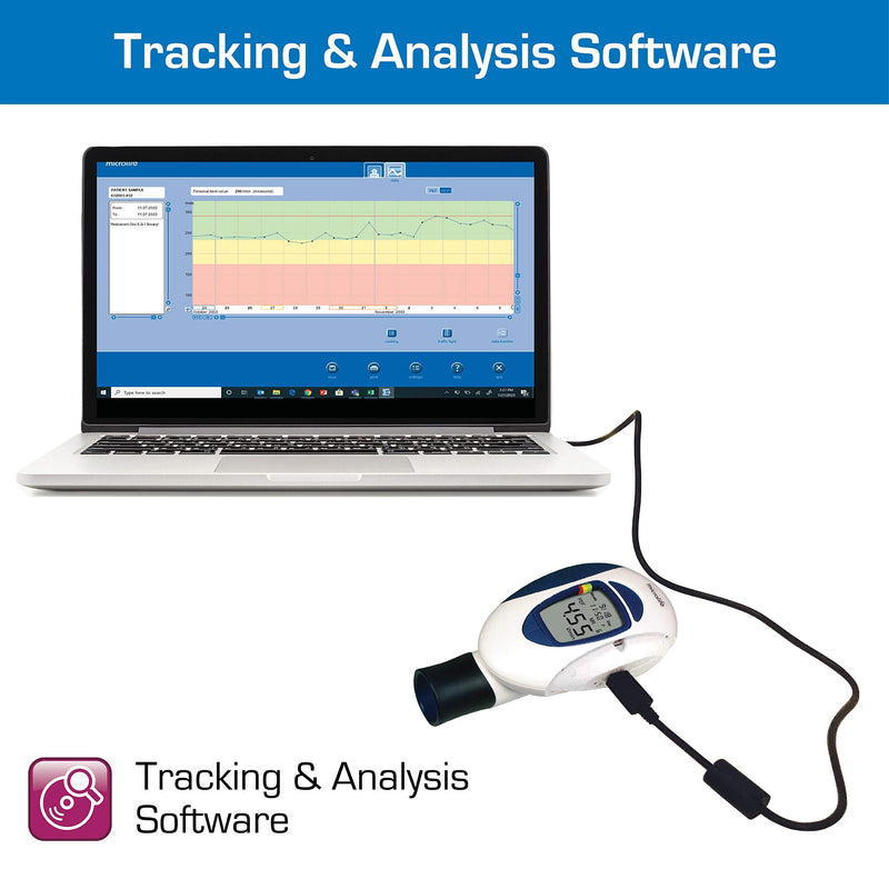 [Australia - AusPower] - Microlife Digital Peak Flow Meter with FEV1 & Tracking Software | Reliable & Accurate Respiratory Spirometer for Kids & Adults | Perfect for Home Monitoring Asthma, COPD & other Lung Conditions 