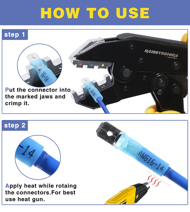 [Australia - AusPower] - haisstronica 260PCS Heat Shrink Spade Connectors-Electrical Wire Connectors-Quick Disconnect Connectors -Female and Male Spade terminlas for Watercraft,Electronics,Automotive Crimp Connectors AWG 22-10 Male&Female Kit 260PCS 