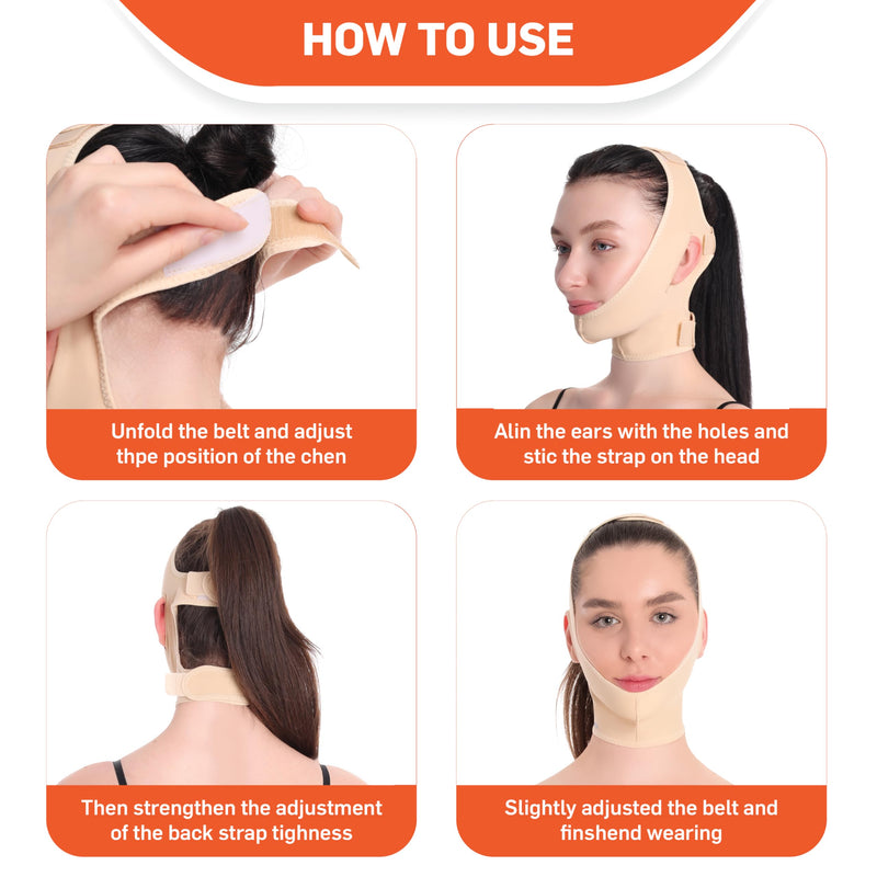 [Australia - AusPower] - Post Surgical Chin Strap Bandage for Women Neck and Chin Compression Garment Wrap Face Straps Jowl Tightening Chin Lifting (Medium- Beige) Medium 