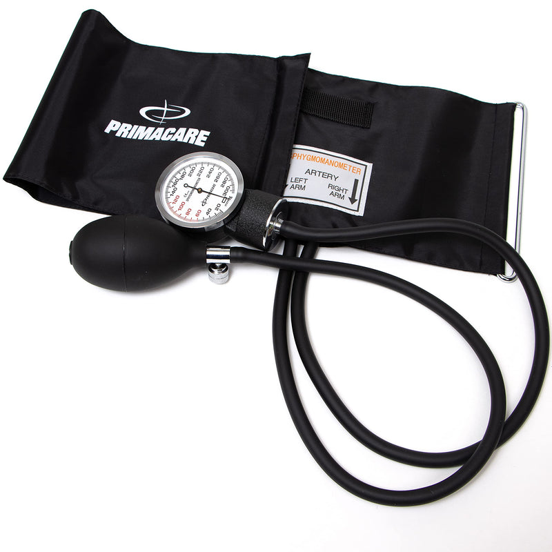 [Australia - AusPower] - PrimaCare DS-9195 Professional Adult Size Classic Series Blood Pressure Kit with D-Ring Cuff, Nylon BP Kit, Aneroid Sphygmomanometer with Stethoscope 