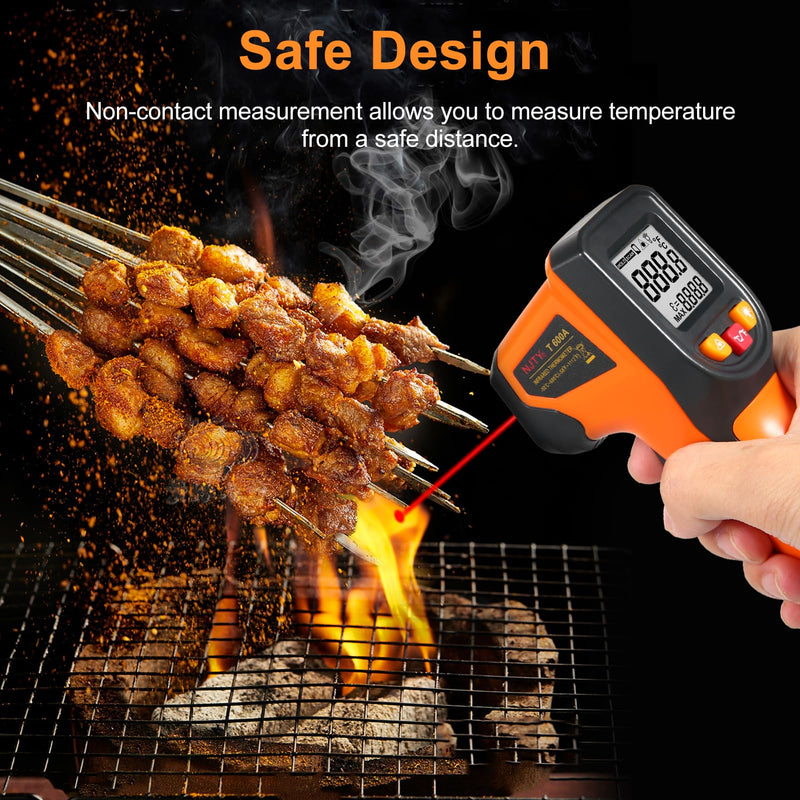 [Australia - AusPower] - Infrared Thermometer Non-Contact Digital Temperature Gun -50°C~600°C (-58°F~1112°F) with Emissivity Function IR Thermometer for Industrial, Kitchen Cooking, Automotive, Not for Human Body Temp 