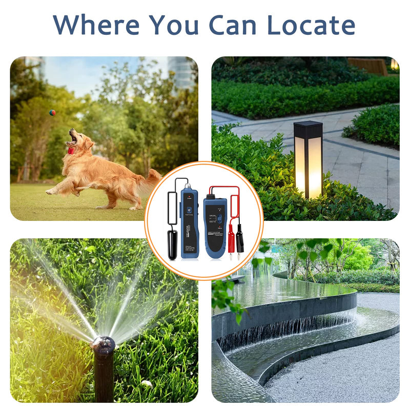 [Australia - AusPower] - Rechargeable Underground Cable Locator, Electrical Wire Tracer, Underground Wire Locator for Pet Fence Buried Sprinkler Valve, Cable Tester for Locating Irrigation Tone Generator Kit Probe NF-816L 