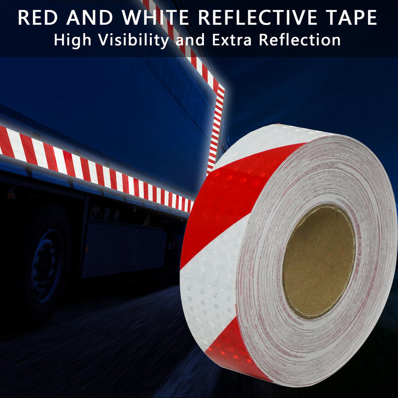 [Australia - AusPower] - 2 Inch X 30 FT Reflective Tape Outdoor Waterproof Red & White Reflective Tape Strong Adhesive Caution Hazard Warning Tape Reflector Conspicuity Tape for Trailer Sign 2IN x 30FT 