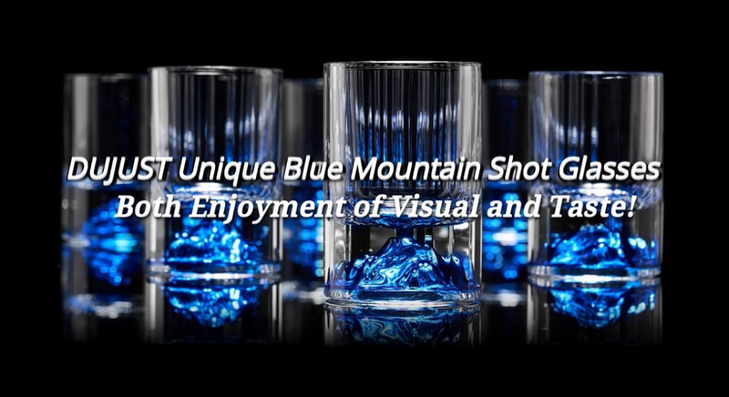 DUJUST Shot Glasses with Blue Mountain (1.5oz), Crystal Shot Glass Set Decorated with Blue Mountain, BPA-Free & Lead-Free, Perfect for Décor & Collection, Gift Choices - 6 pcs Blue Mountain - 6pcs