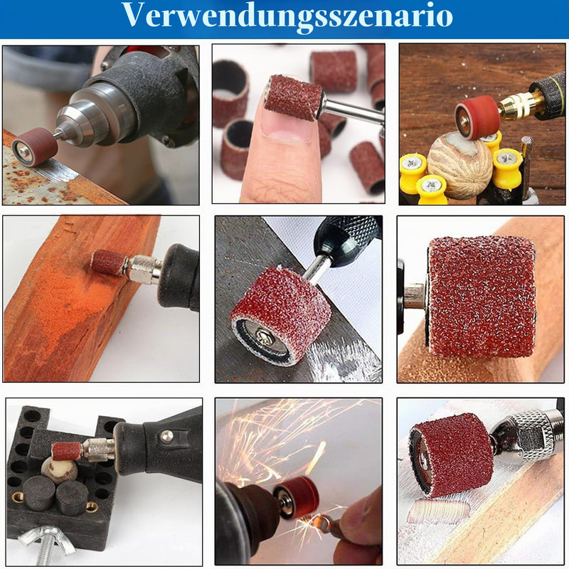 mxuteuk Sanding Drum Set, Including 138 Pieces Aluminum Oxide 80 120 240Grit Drum Sanding Sleeves and 12 Pieces Drum Mandrels Sanding Drums with Box